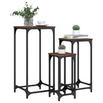 Nesting Side Tables 3 pcs Brown Oak Engineered Wood - Bargainia.com - 