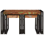 Nesting Table 3 pcs Brown and black Solid reclaimed wood - Bargainia.com - 