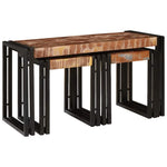 Nesting Table 3 pcs Brown and black Solid reclaimed wood - Bargainia.com - 