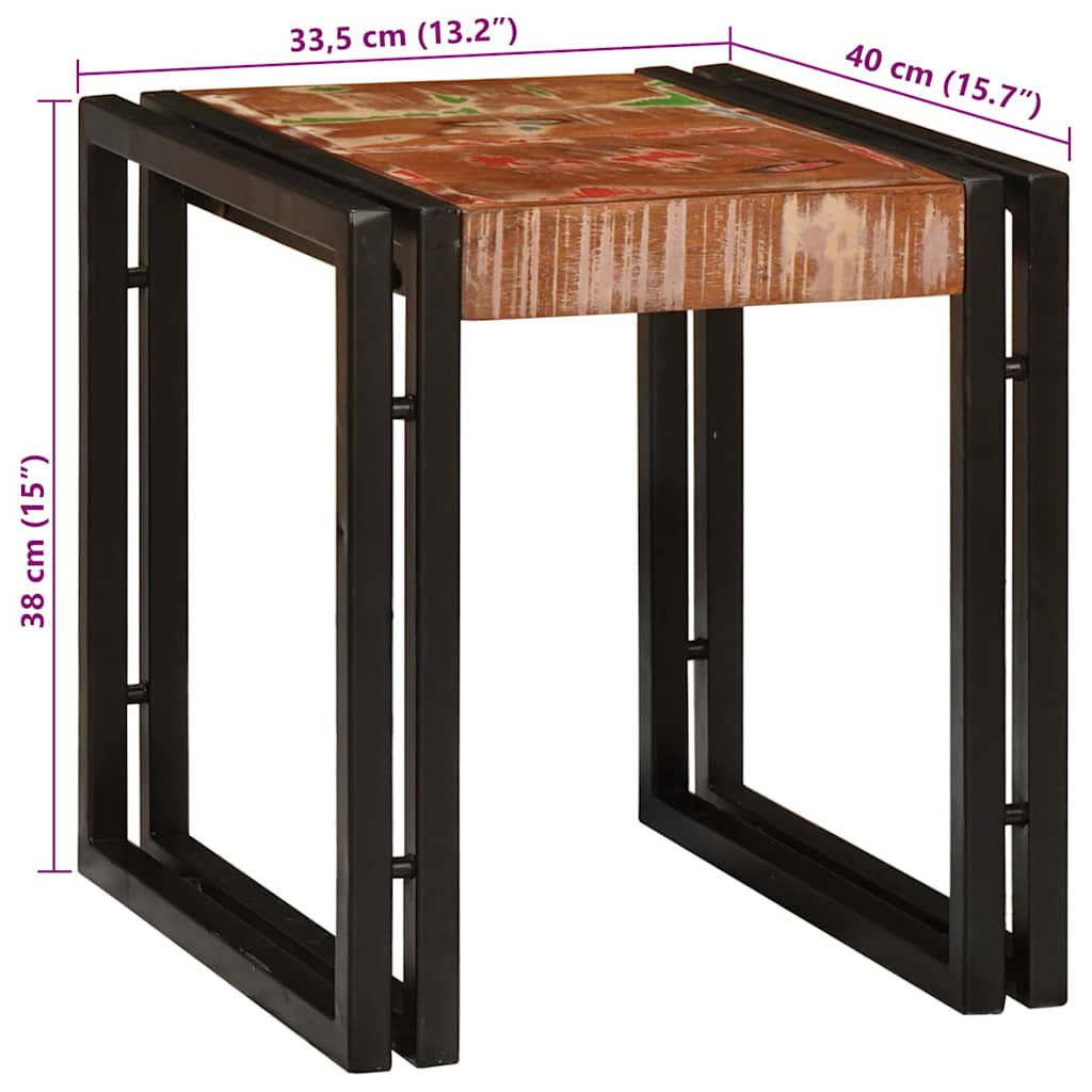 Nesting Table 3 pcs Brown and black Solid reclaimed wood - Bargainia.com - 