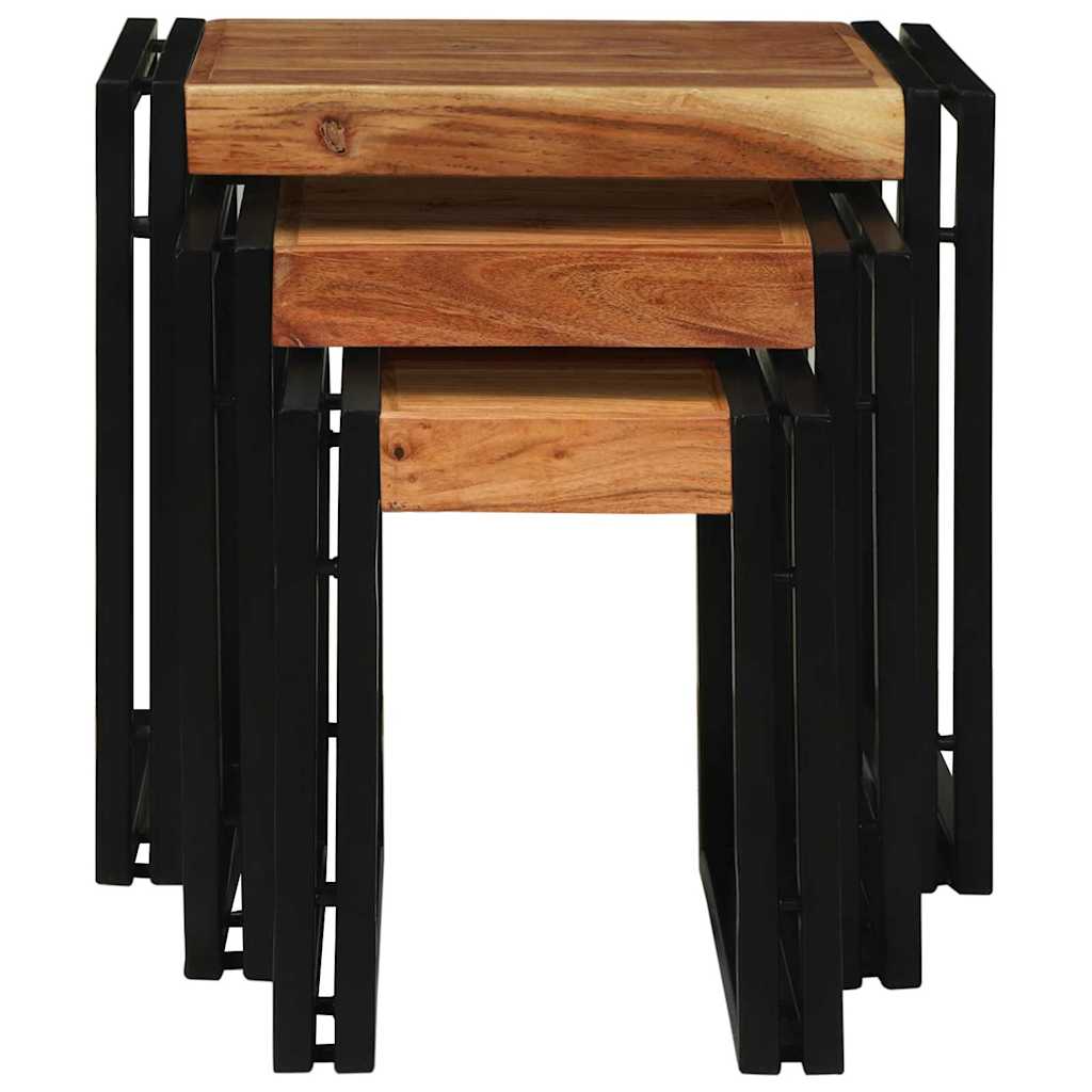 Nesting Table 3 pcs Solid acacia wood and a metal - Bargainia.com - 