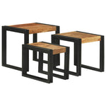 Nesting Table 3 pcs Solid acacia wood and a metal - Bargainia.com - 