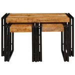 Nesting Table 3 pcs Solid rough mango wood and a metal - Bargainia.com - 
