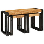 Nesting Table 3 pcs Solid rough mango wood and a metal - Bargainia.com - 