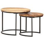 Nesting Tables 2 pcs Solid Acacia Wood - Bargainia.com - 