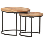 Nesting Tables 2 pcs Solid Acacia Wood - Bargainia.com - 