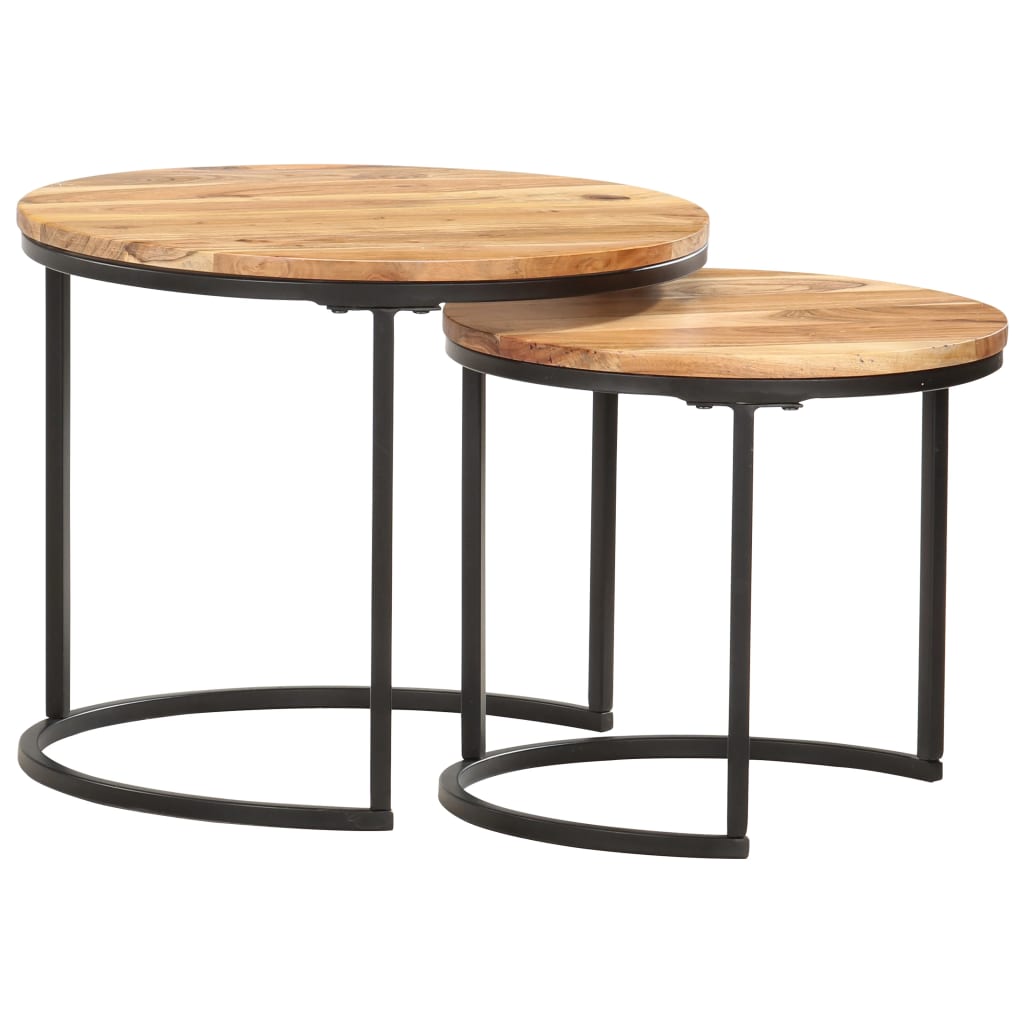 Nesting Tables 2 pcs Solid Acacia Wood - Bargainia.com - 