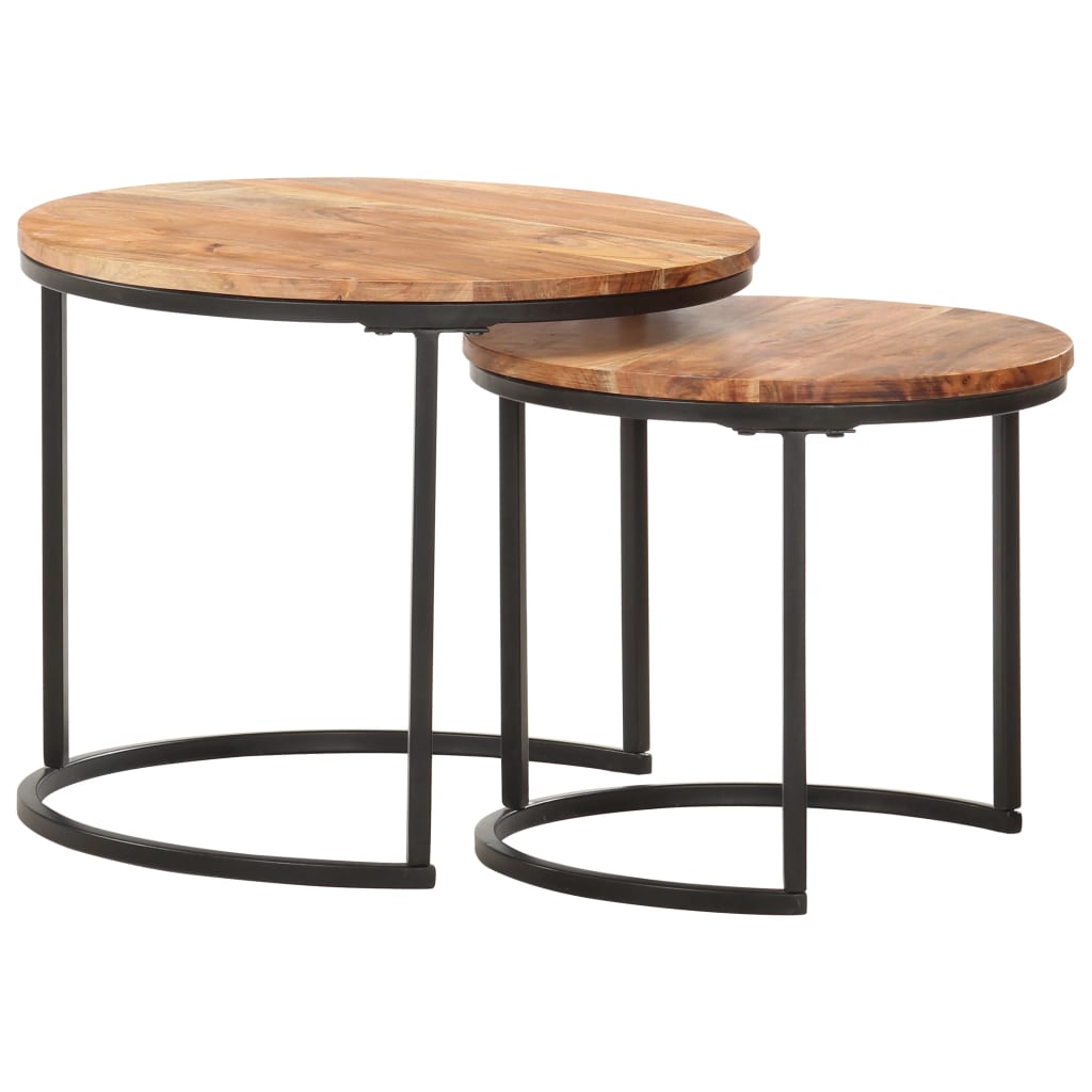 Nesting Tables 2 pcs Solid Acacia Wood - Bargainia.com - 
