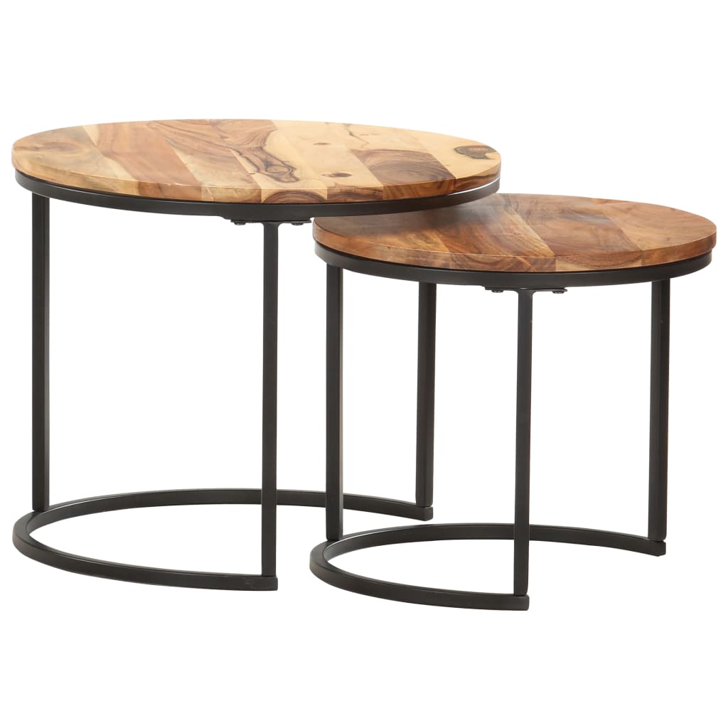 Nesting Tables 2 pcs Solid Acacia Wood - Bargainia.com - 