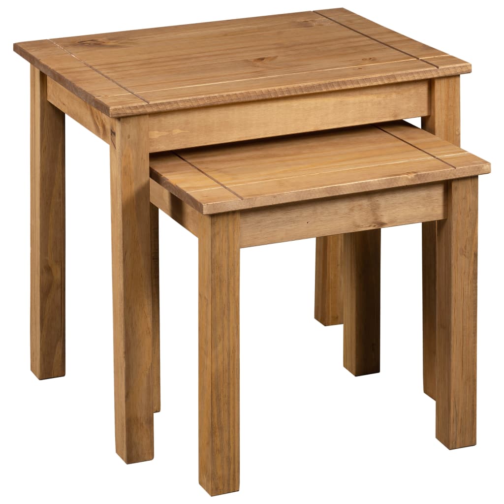 Nesting Tables 2 pcs Solid Pine Wood Panama Range - Bargainia.com - 