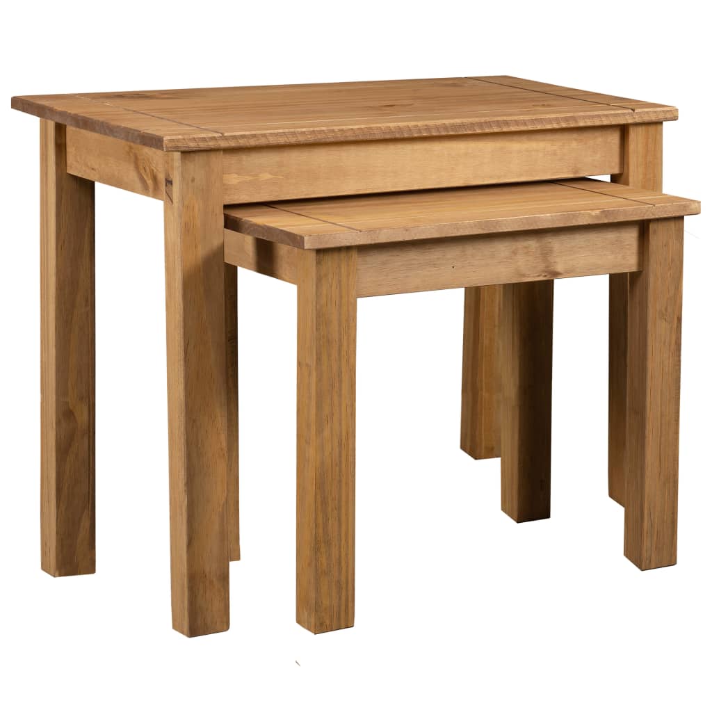 Nesting Tables 2 pcs Solid Pine Wood Panama Range - Bargainia.com - 