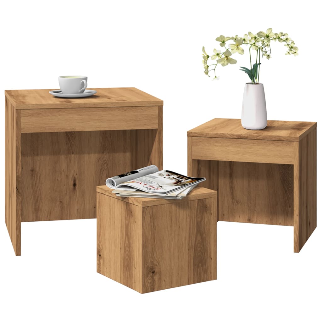 Nesting Tables 3 pcs Artisan Oak Engineered Wood - Bargainia.com - 