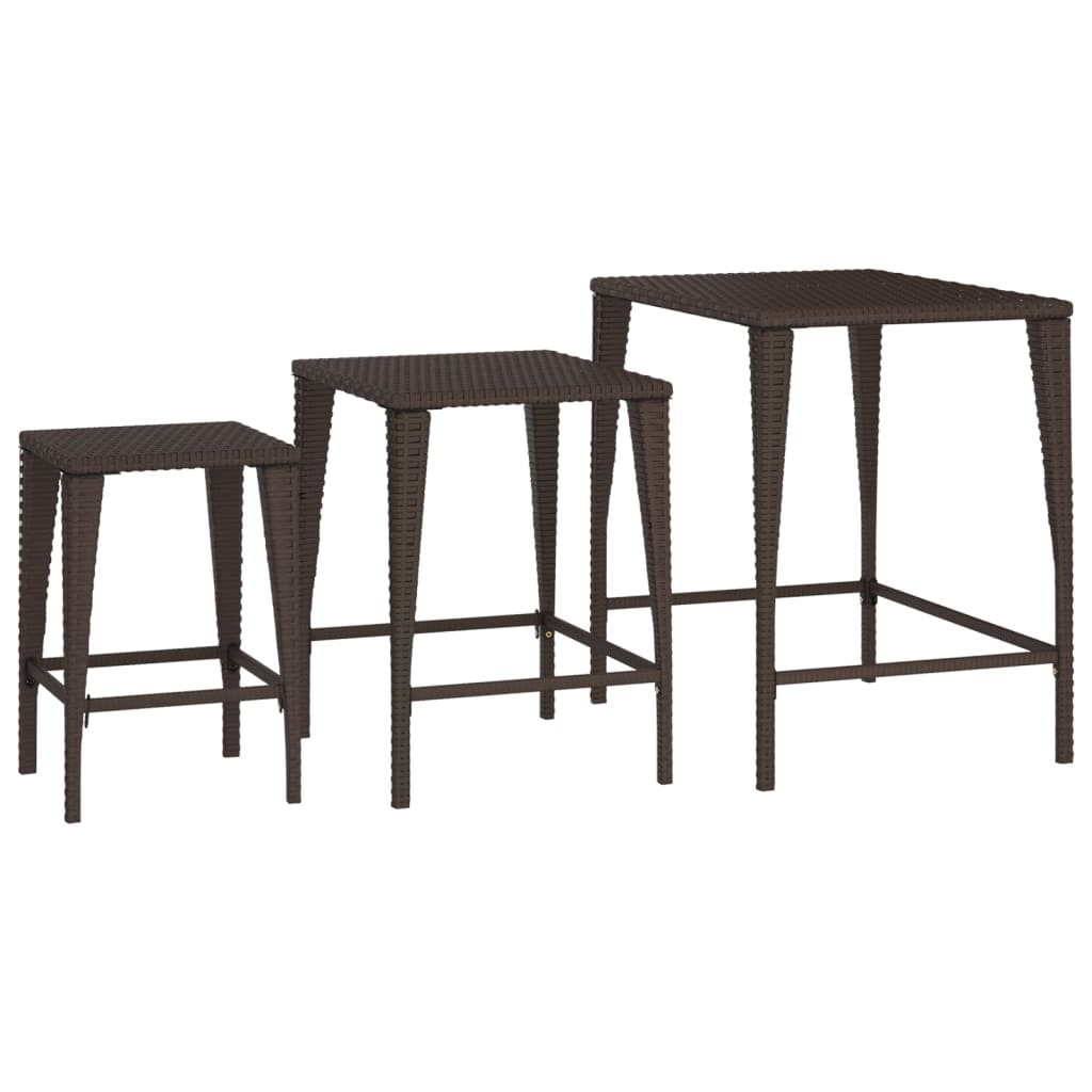 Nesting Tables 3 pcs Brown Poly Rattan - Bargainia.com - 