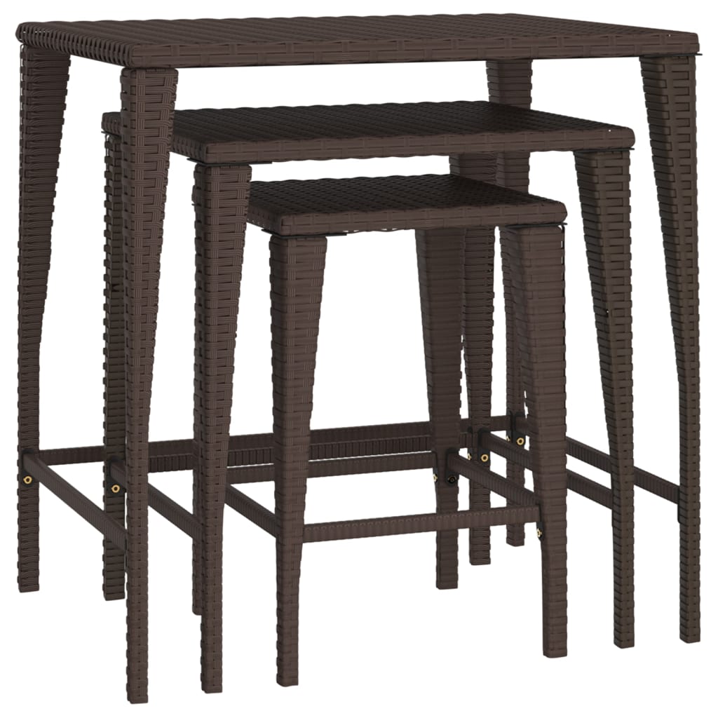 Nesting Tables 3 pcs Brown Poly Rattan - Bargainia.com - 8720845678906 - 319385