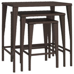 Nesting Tables 3 pcs Brown Poly Rattan - Bargainia.com - 