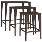 Nesting Tables 3 pcs Brown Poly Rattan - Bargainia.com - 