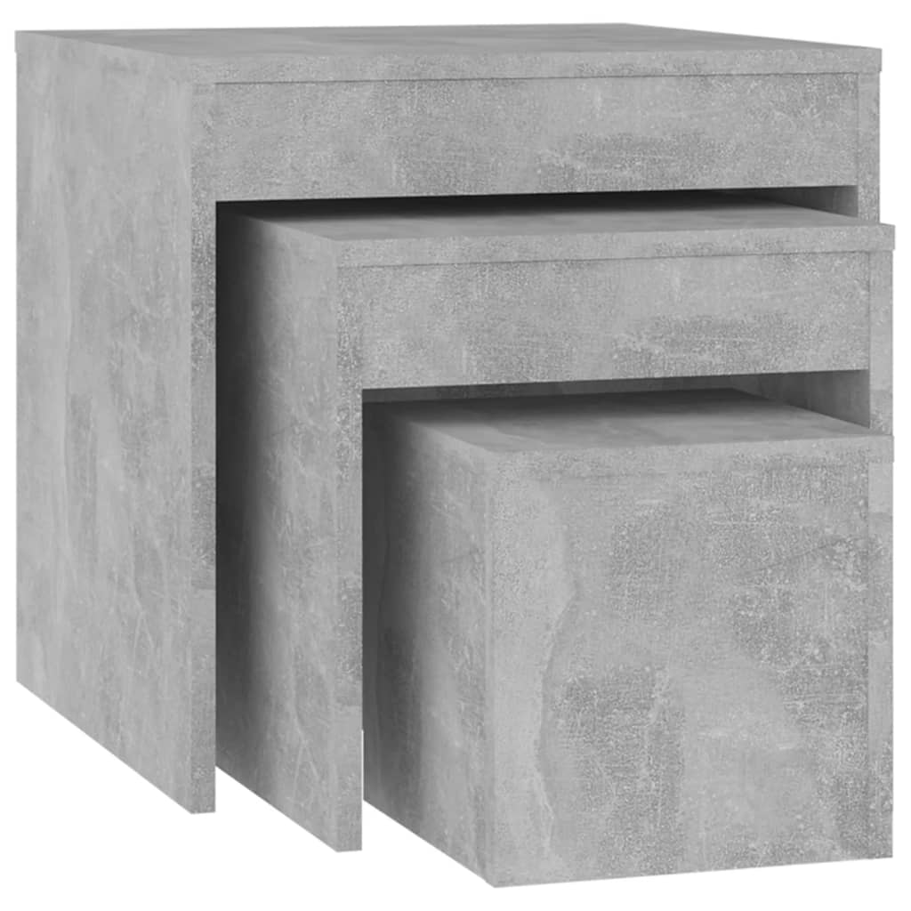 Nesting Tables 3 pcs Concrete Grey Engineered Wood - Bargainia.com - 