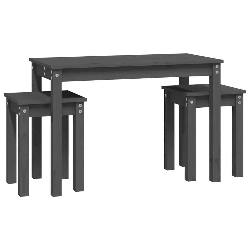 Nesting Tables 3 pcs Grey Solid Wood Pine - Bargainia.com - 