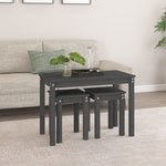 Nesting Tables 3 pcs Grey Solid Wood Pine - Bargainia.com - 