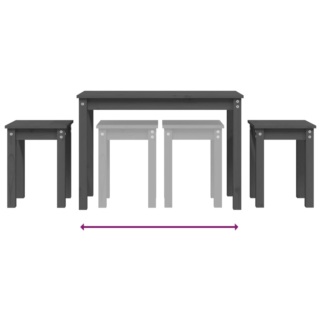 Nesting Tables 3 pcs Grey Solid Wood Pine - Bargainia.com - 