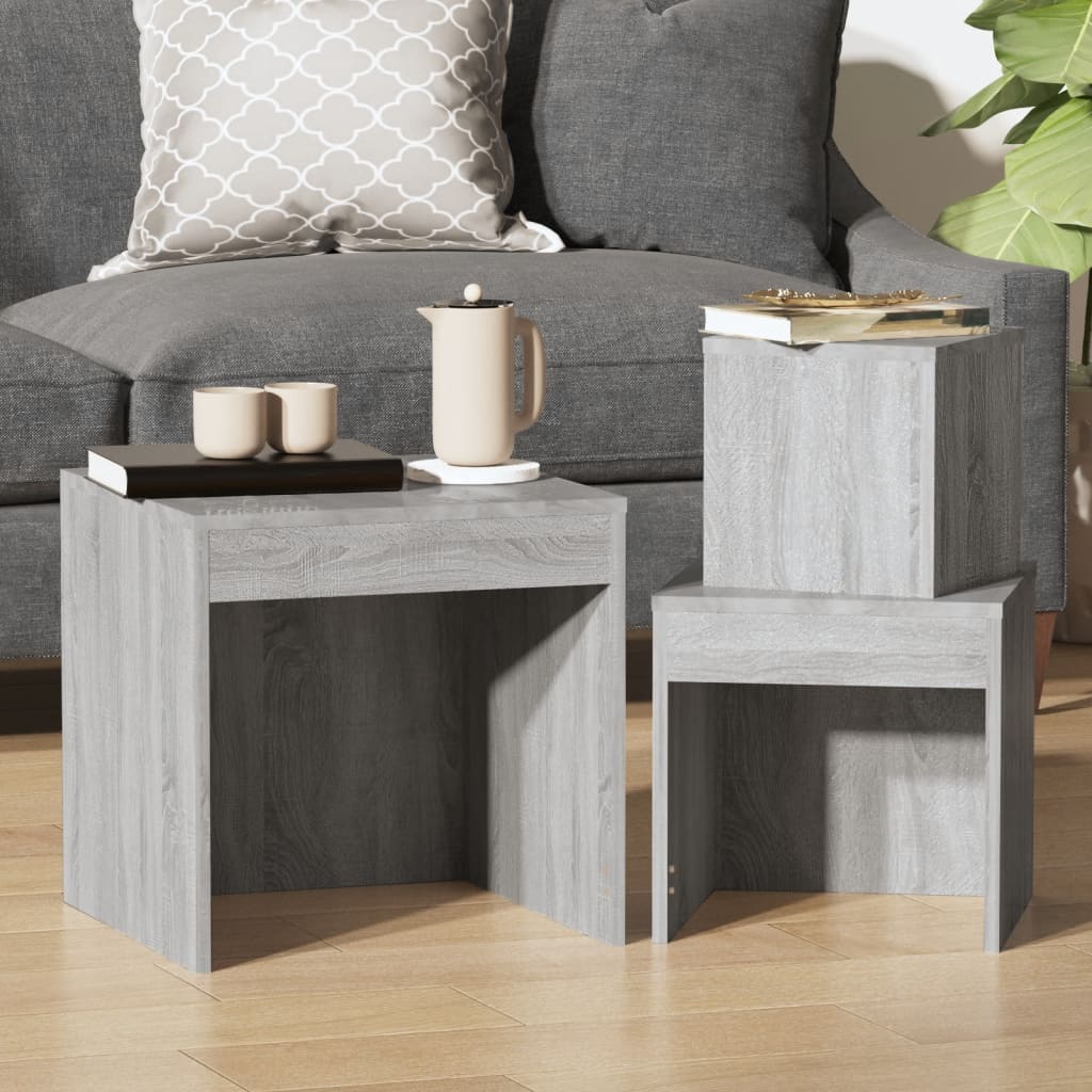 Nesting Tables 3 pcs Grey Sonoma Engineered Wood - Bargainia.com - 8720286932889 - 815226