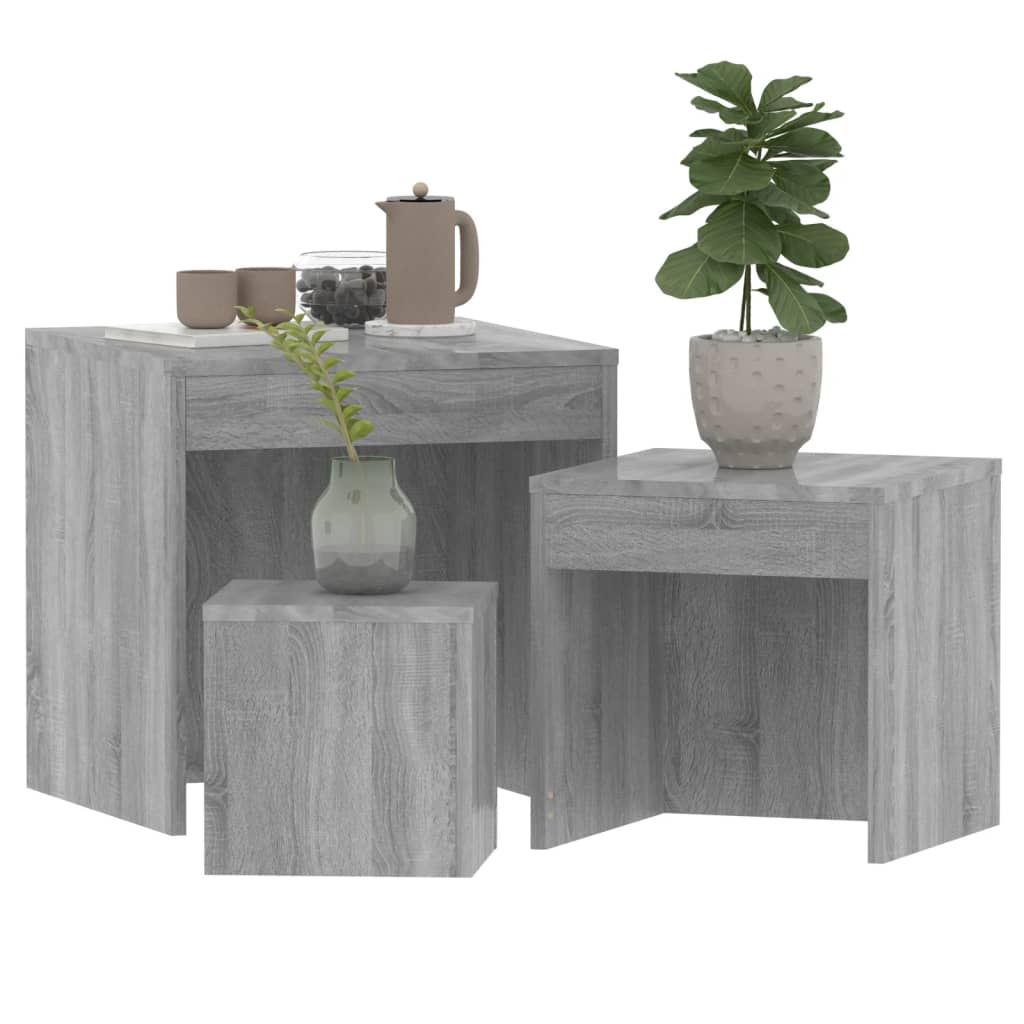 Nesting Tables 3 pcs Grey Sonoma Engineered Wood - Bargainia.com - 8720286932889 - 815226