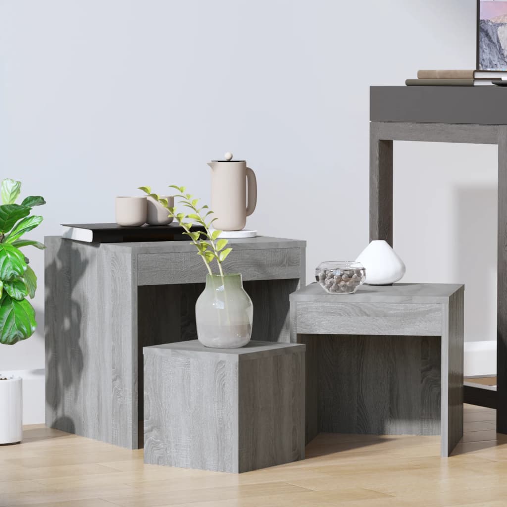 Nesting Tables 3 pcs Grey Sonoma Engineered Wood - Bargainia.com - 