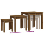 Nesting Tables 3 pcs Honey Brown Solid Wood Pine - Bargainia.com - 