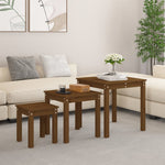 Nesting Tables 3 pcs Honey Brown Solid Wood Pine - Bargainia.com - 
