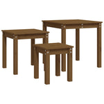 Nesting Tables 3 pcs Honey Brown Solid Wood Pine - Bargainia.com - 