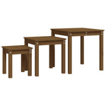 Nesting Tables 3 pcs Honey Brown Solid Wood Pine - Bargainia.com - 