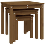 Nesting Tables 3 pcs Honey Brown Solid Wood Pine - Bargainia.com - 