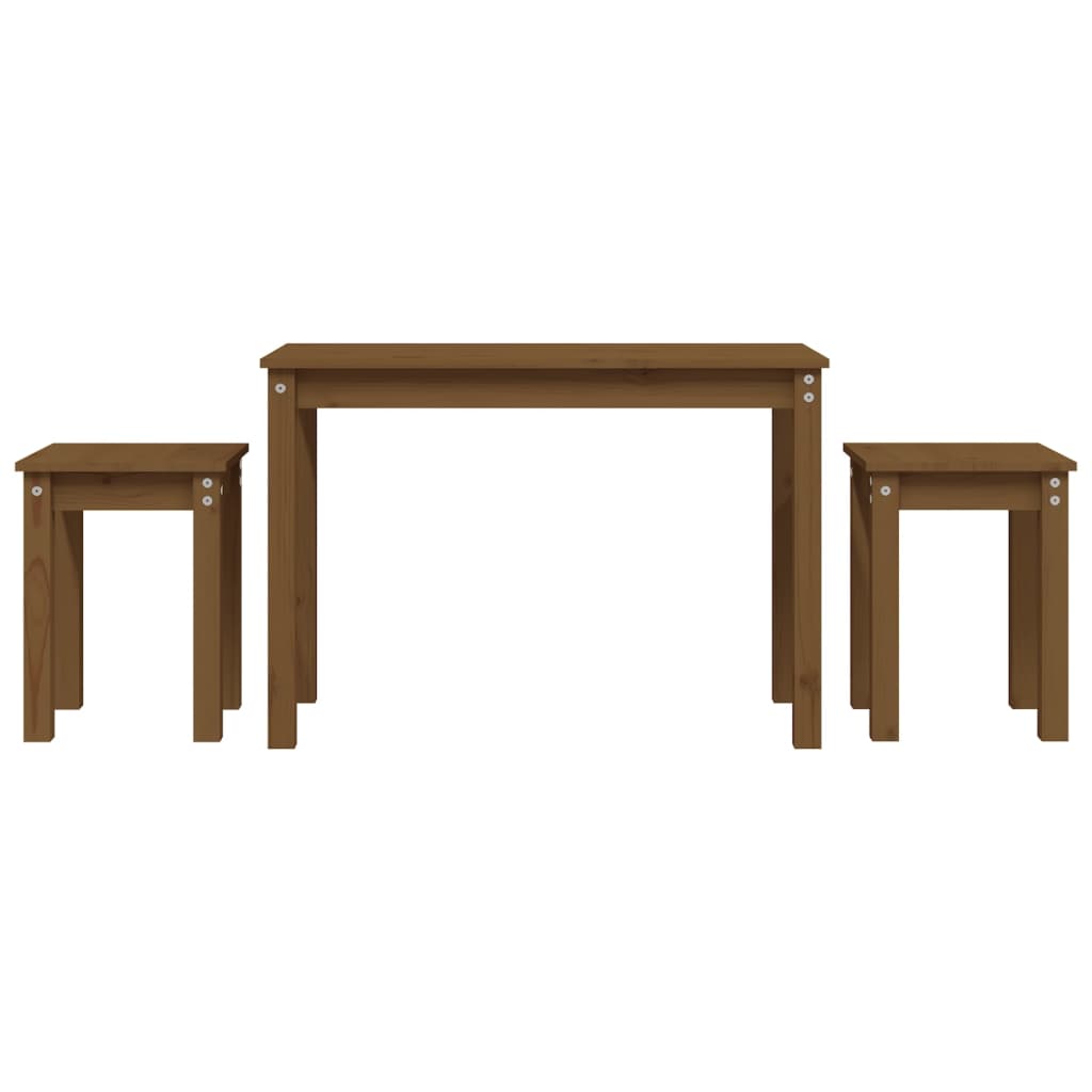 Nesting Tables 3 pcs Honey Brown Solid Wood Pine - Bargainia.com - 8720845686994 - 824981