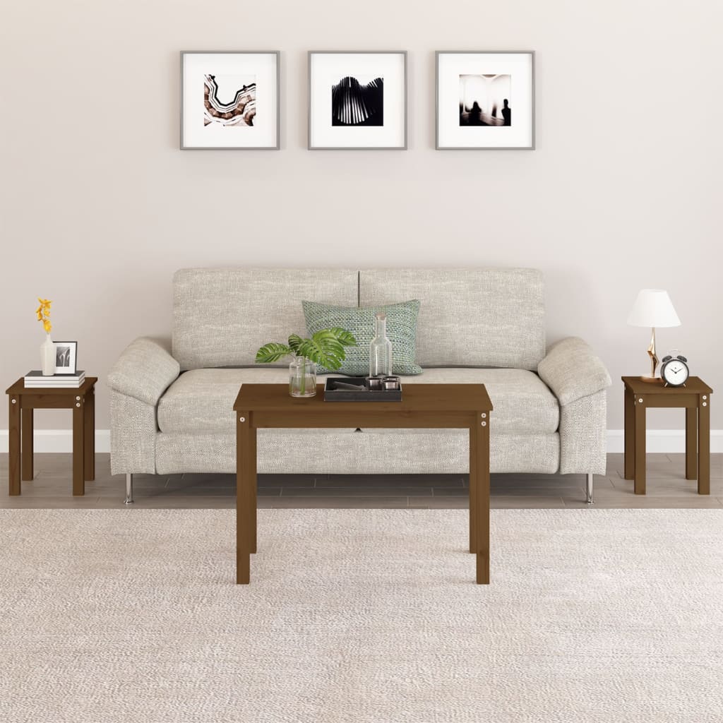 Nesting Tables 3 pcs Honey Brown Solid Wood Pine - Bargainia.com - 8720845686994 - 824981