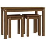Nesting Tables 3 pcs Honey Brown Solid Wood Pine - Bargainia.com - 