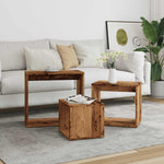 Nesting Tables 3 pcs Old Wood Engineered Wood - Bargainia.com - 