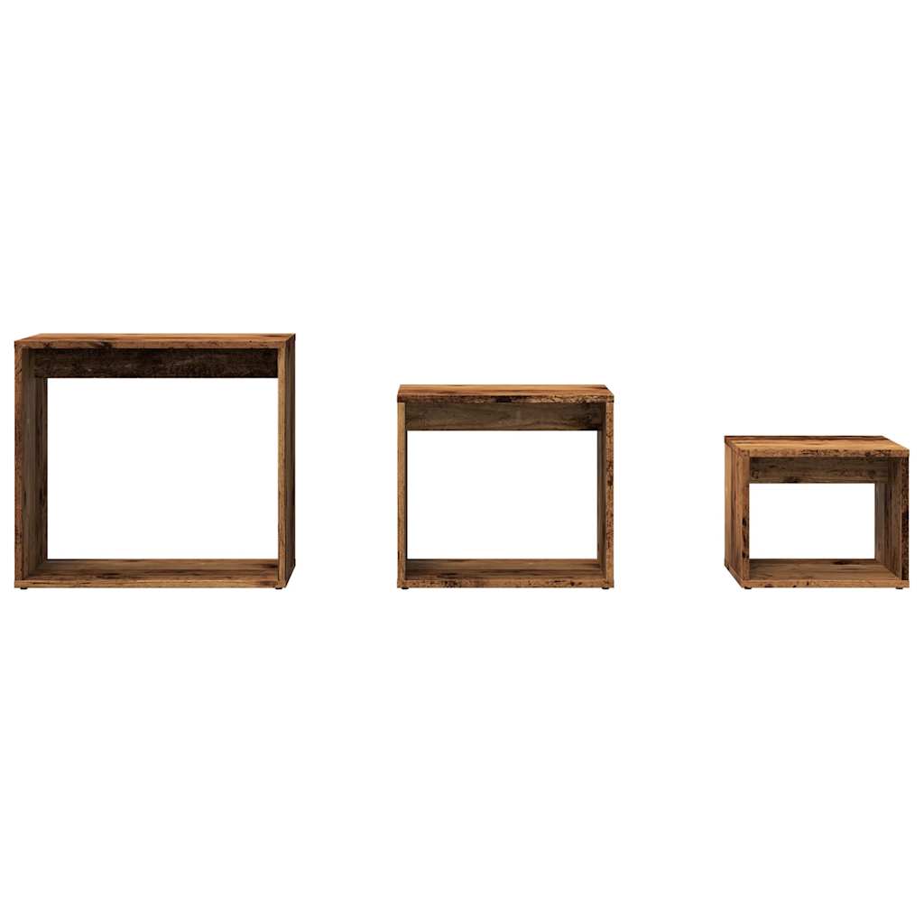 Nesting Tables 3 pcs Old Wood Engineered Wood - Bargainia.com - 