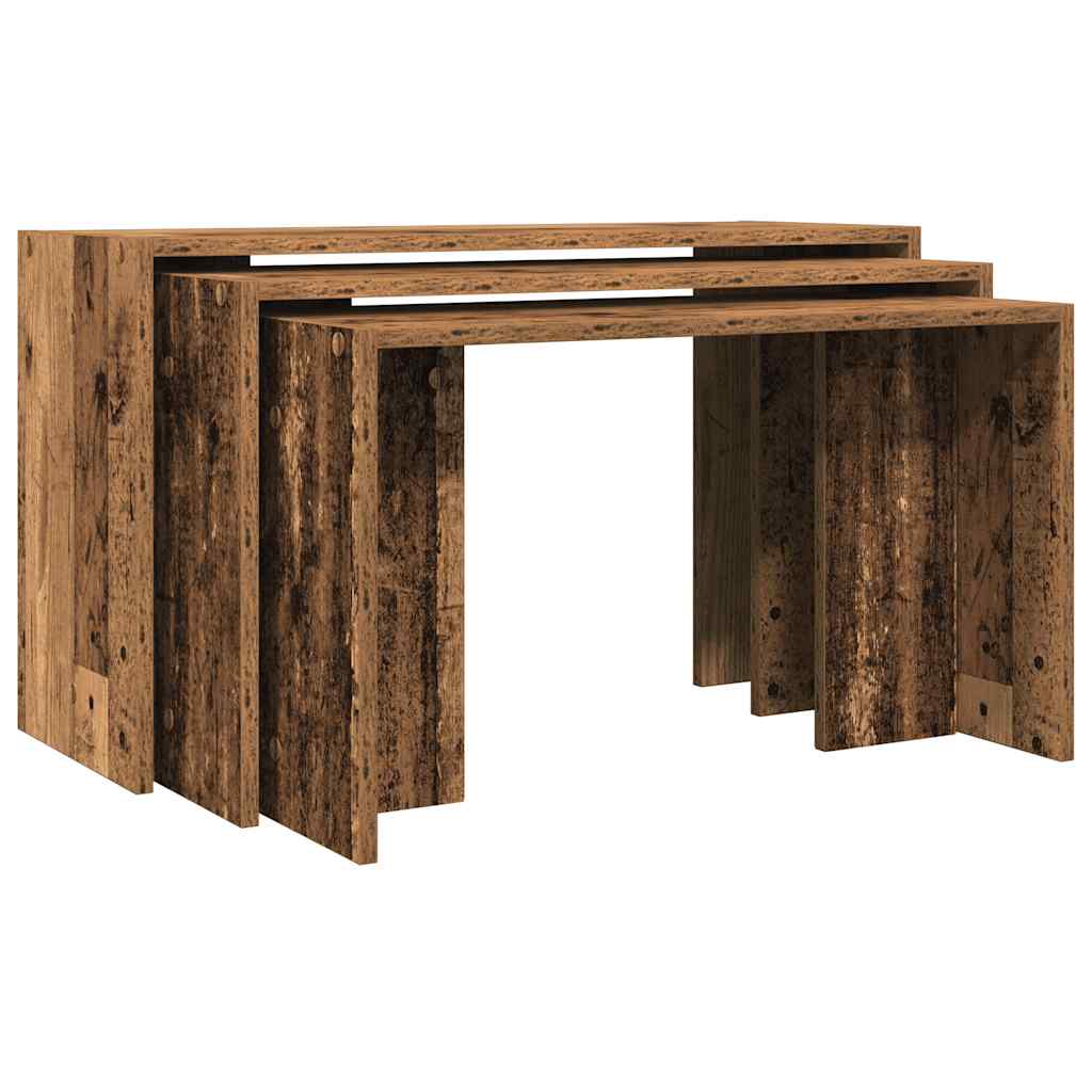 Nesting Tables 3 pcs Old Wood Engineered Wood - Bargainia.com - 