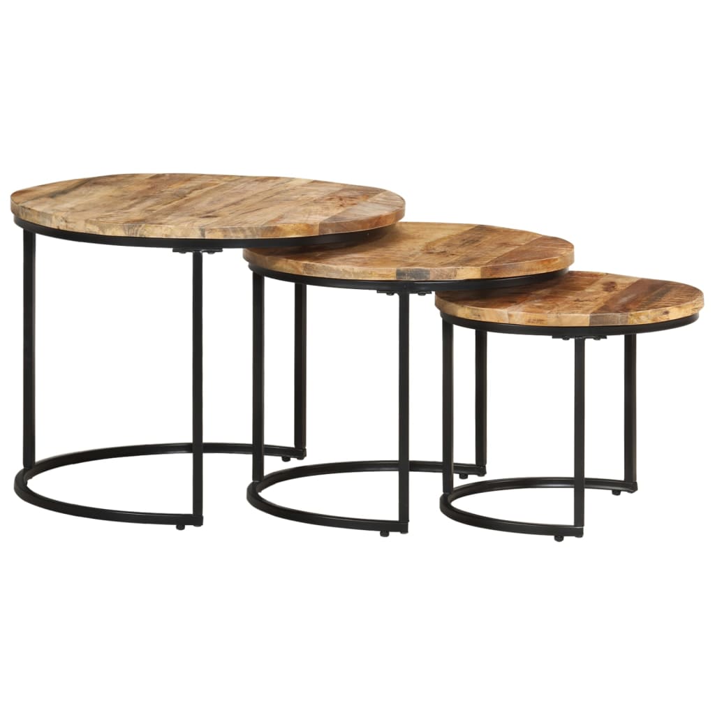 Nesting Tables 3 pcs Rough Mango Wood - Bargainia.com - 8720286668627 - 338002
