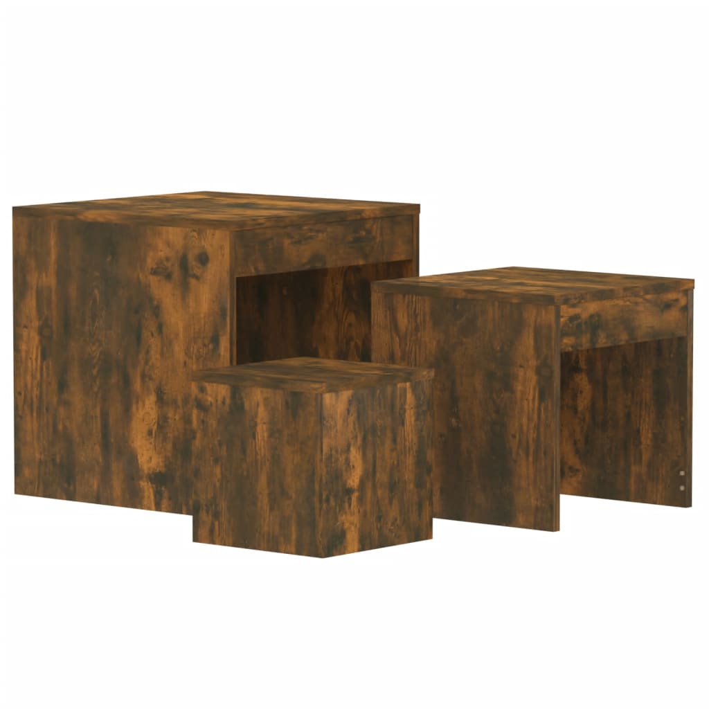 Nesting Tables 3 pcs Smoked Oak Engineered Wood - Bargainia.com - 
