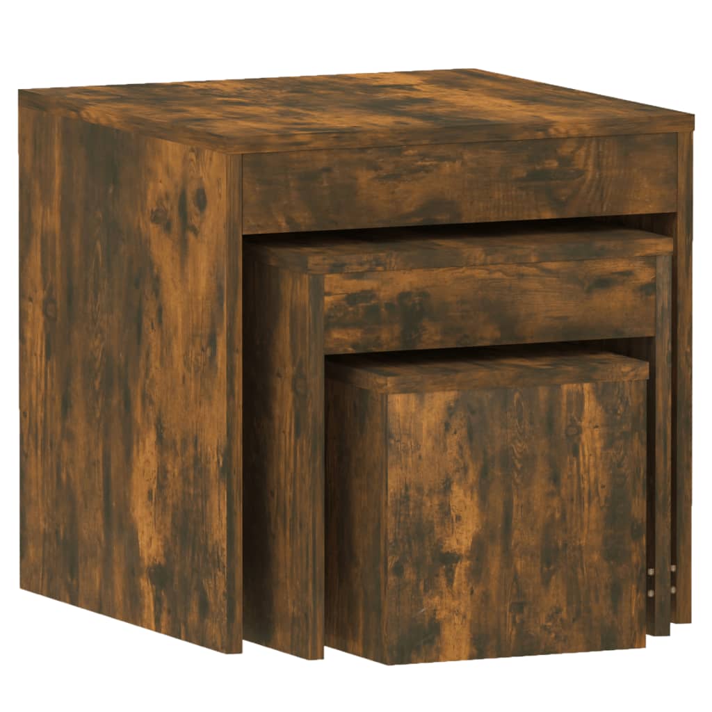 Nesting Tables 3 pcs Smoked Oak Engineered Wood - Bargainia.com - 