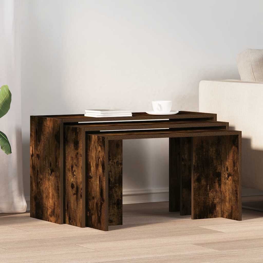 Nesting Tables 3 pcs Smoked Oak Engineered Wood - Bargainia.com - 8721158574169 - 858537