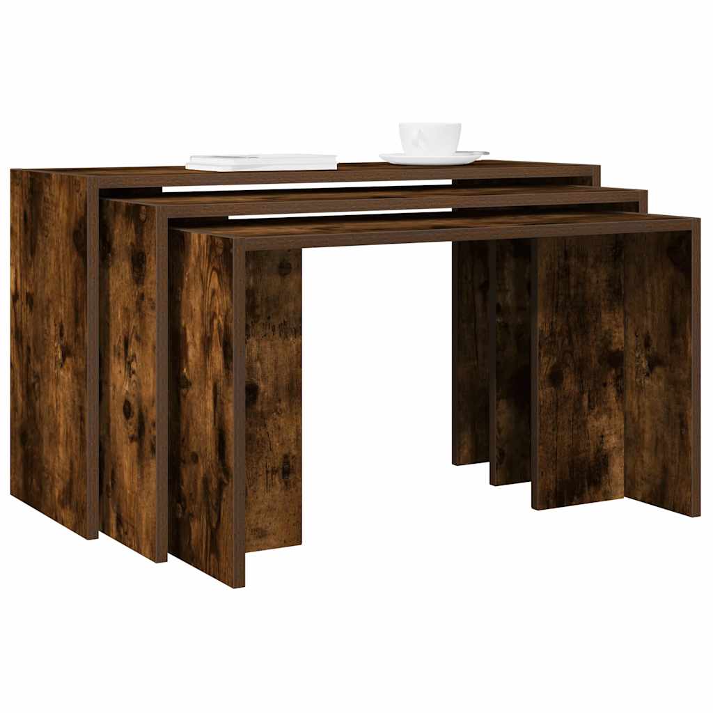 Nesting Tables 3 pcs Smoked Oak Engineered Wood - Bargainia.com - 8721158574169 - 858537