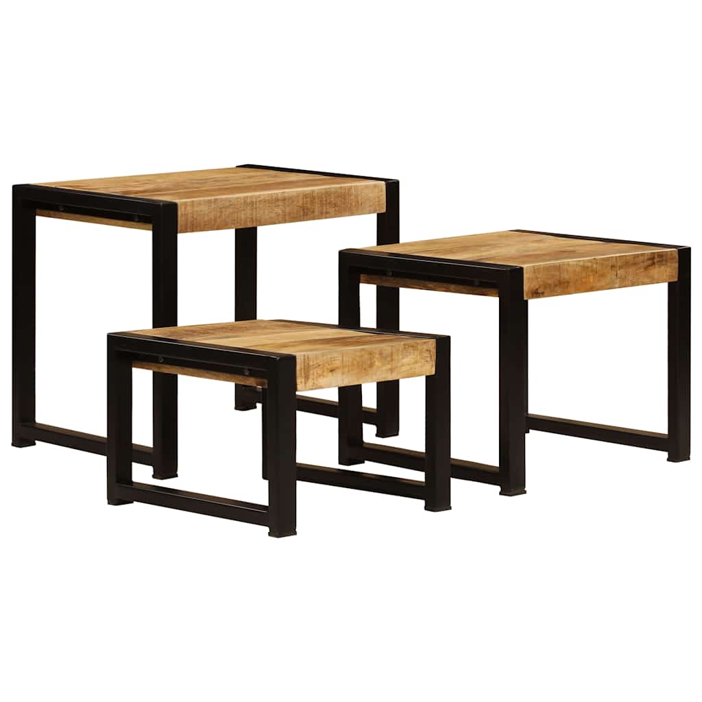Nesting Tables 3 pcs Solid Mango Wood - Bargainia.com - 