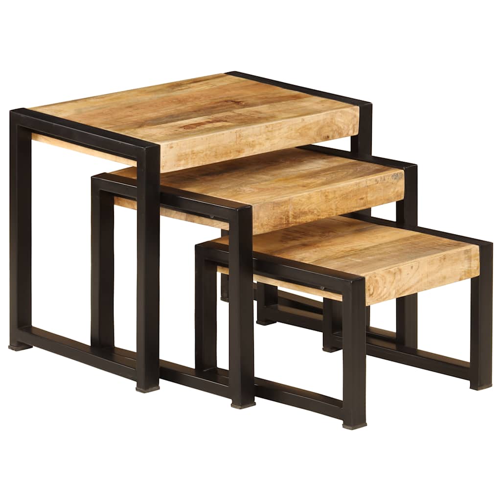 Nesting Tables 3 pcs Solid Mango Wood - Bargainia.com - 