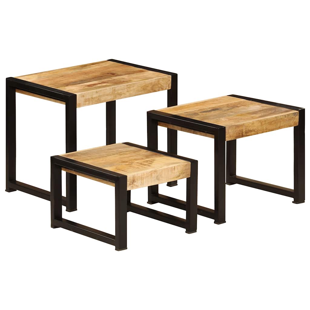 Nesting Tables 3 pcs Solid Mango Wood - Bargainia.com - 