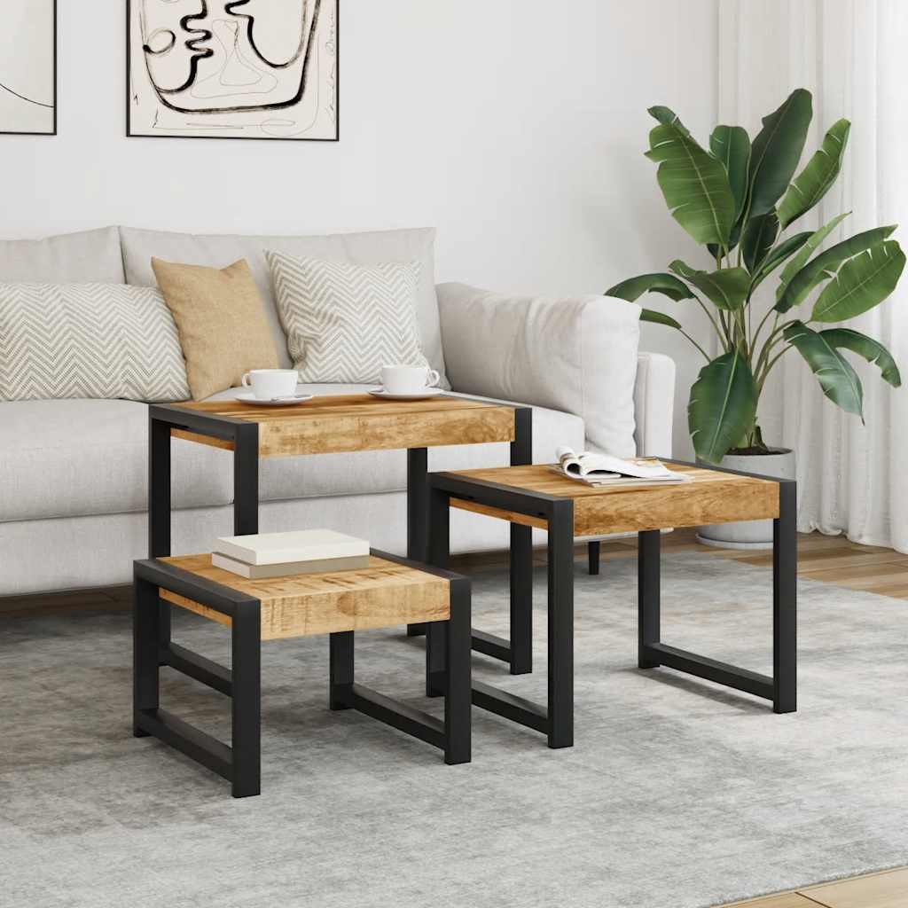 Nesting Tables 3 pcs Solid Mango Wood - Bargainia.com - 8719883550923 - 247404