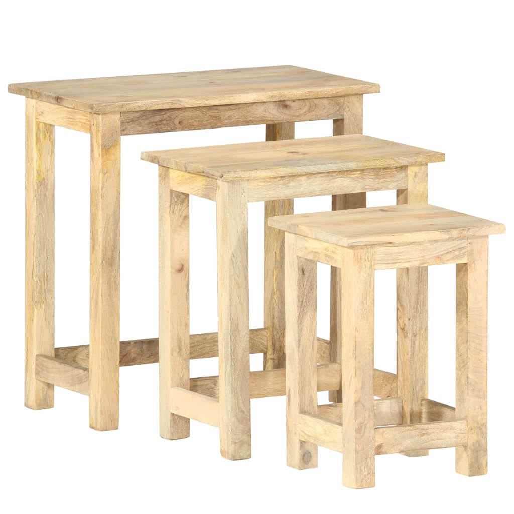 Nesting Tables 3 pcs Solid Mango Wood - Bargainia.com - 