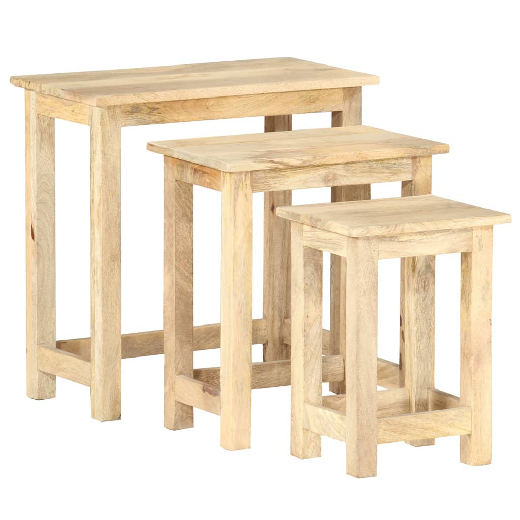 Nesting Tables 3 pcs Solid Mango Wood - Bargainia.com - 