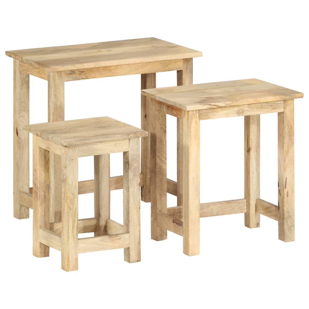Nesting Tables 3 pcs Solid Mango Wood - Bargainia.com - 